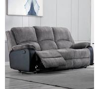 More4Homes Postana Manual High Back Jumbo Cord Fabric Recliner 3 Seater Sofa (Grey)