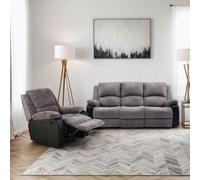 More4Homes Postana Manual Recliner Jumbo Cord 1+3 Seater Sofa Set (Grey)