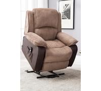 More4Homes Postana Single Motor Electric Rise Recliner Jumbo Cord Fabric Chair in Brown More4Homes Brown