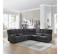 More4Homes Praga Corner Fabric Recliner Sofa Dark Grey