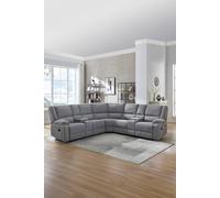 More4Homes Praga Corner Fabric Recliner Sofa in Light Grey More4Homes Light Grey