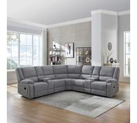 More4Homes Praga Corner Fabric Recliner Sofa Light Grey