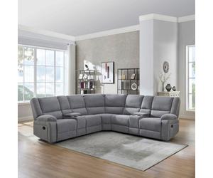 More4Homes Praga Corner Fabric Recliner Sofa Light Grey
