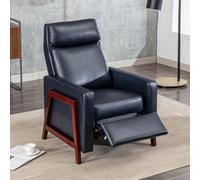 More4Homes Riley Push Back Soft Air Leather Modern Reclining Armchair Accent Home Cinema Recliner Chair Blue