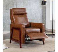 More4Homes Riley Push Back Soft Air Leather Modern Reclining Armchair Accent Home Cinema Recliner Chair Tan