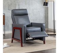 More4Homes Riley Push Back Soft Air Leather Modern Reclining Armchair Accent Home Cinema Recliner Chair (Grey)