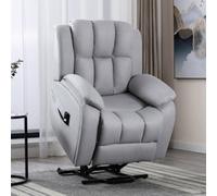 More4Homes Rise Recliner Chair With Single Motor, Remote Control And Pocket Storage In Leather-Look Grey Technology Fabric
