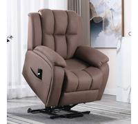 More4Homes Rise Recliner Chair With Single Motor, Remote Control And Pocket Storage In Leather-Look Mocha Technology Fabric