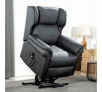 More4Homes Rise Recliner Chair With Single Motor, Remote Control, Pocket Storage And Wingback Design In Slate Bonded Leather