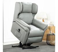 More4Homes Rise Recliner Chair With Single Motor, Remote Control, Pocket Storage And Wingback Design In Grey Bonded Leather