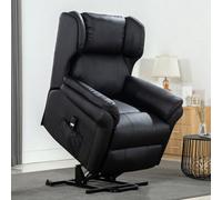 More4Homes Rise Recliner Chair With Single Motor, Remote Control, Pocket Storage And Wingback Design In Black Bonded Leather