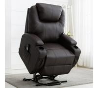 More4Homes Rise Recliner Cinema Chair With Dual Motor, Heat And Massage, Remote Control, Side Pockets And Cup Holders In Brown Bonded Leather