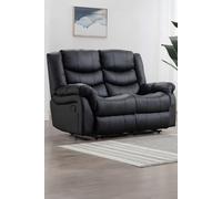More4Homes Seattle Manual High Back Bonded Leather Recliner 2 Seater Sofa (Black)