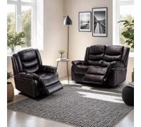 More4Homes Seattle Electric Recliner Bonded Leather 1+2 Seater Sofa Set (Brown)
