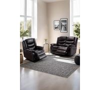 More4Homes Seattle Electric Recliner Bonded Leather 1+2 Seater Sofa Set in Black More4Homes Black