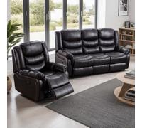 More4Homes Seattle Electric Recliner Bonded Leather 1+3 Seater Sofa Set (Brown)