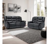 More4Homes Seattle Electric Recliner Bonded Leather 2+3 Seater Sofa Set (Black)