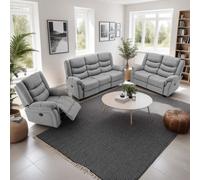 More4Homes Seattle Electric Recliner Fabric 1+2+3 Seater Sofa Set (Grey)