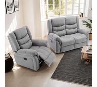 More4Homes Seattle Electric Recliner Fabric 1+2 Seater Sofa Set (Grey)