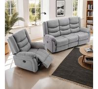 More4Homes Seattle Electric Recliner Fabric 1+3 Seater Sofa Set (Grey)