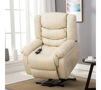 More4Homes Seattle Electric Single Motor Rise Recliner Armchair Sofa Home Lounge Bonded Leather Chair (Cream)