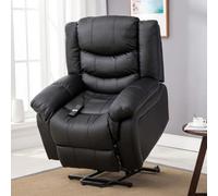 More4Homes Seattle Electric Single Motor Rise Recliner Armchair Sofa Home Lounge Bonded Leather Chair (Black)