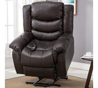 More4Homes Seattle Electric Single Motor Rise Recliner Armchair Sofa Home Lounge Bonded Leather Chair (Brown)
