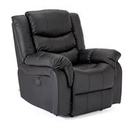 More4Homes SEATTLE HIGH BACK ELECTRIC BONDED LEATHER RECLINER 3 + 2 + 1 SOFA SET SUITE (Black, 1 Seater)