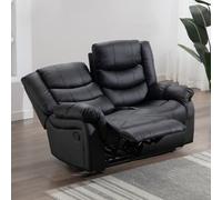 More4Homes Seattle Manual High Back Bonded Leather Recliner 2 Seater Sofa (Black)