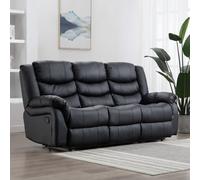 More4Homes Seattle Manual High Back Bonded Leather Recliner 3 Seater Sofa (Black)
