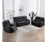 More4Homes Seattle Manual Recliner Bonded Leather 1+2+3 Seater Sofa Set (Black)
