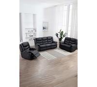 More4Homes Seattle Manual Recliner Bonded Leather 1+2+3 Seater Sofa Set in Black More4Homes Black