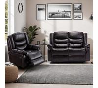 More4Homes Seattle Manual Recliner Bonded Leather 1+2 Seater Sofa Set (Brown)