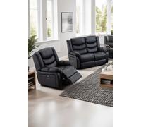 More4Homes Seattle Manual Recliner Bonded Leather 1+2 Seater Sofa Set in Black More4Homes Black