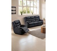 More4Homes Seattle Manual Recliner Bonded Leather 1+3 Seater Sofa Set in Black More4Homes Black