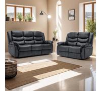 More4Homes Seattle Manual Recliner Bonded Leather 2+3 Seater Sofa Set (Black)