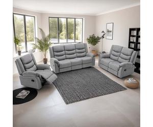 More4Homes Seattle Manual Recliner Fabric 1+2+3 Seater Sofa Set (Grey)