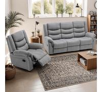 More4Homes Seattle Manual Recliner Fabric 1+3 Seater Sofa Set (Grey)