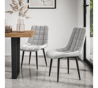 More4Homes Set Of 2 Nova Modern Velvet Dining Chair Padded Seat Metal Legs Kitchen (Grey)
