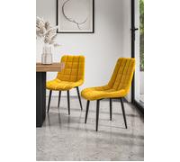 More4Homes Set Of 2 Nova Modern Velvet Dining Chair Padded Seat Metal Legs Kitchen (Mustard)