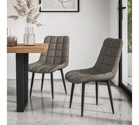 More4Homes Set Of 4 Nova Modern Faux Leather Dining Chair Padded Seat Metal Legs Kitchen (Grey)