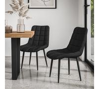 More4Homes Set Of 8 Nova Modern Faux Leather Dining Chair Padded Seat Metal Legs Kitchen (Black)