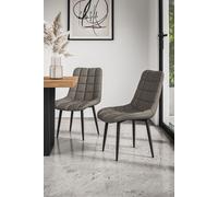 More4Homes Set Of 8 Nova Modern Faux Leather Dining Chair Padded Seat Metal Legs Kitchen (Grey)