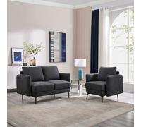 More4Homes Sofia 1+2 Seater Fabric Sofa Set Charcoal