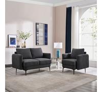 More4Homes Sofia 1+2 Seater Fabric Sofa Set Charcoal