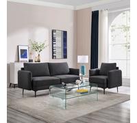 More4Homes Sofia 1+3 Seater Fabric Sofa Set Charcoal