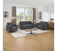 More4Homes Solna 1+2+3 Seater Scandi Style Fabric Living Room Sofa Set (Charcoal)