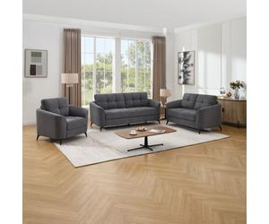 More4Homes Solna 1+2+3 Seater Scandi Style Fabric Living Room Sofa Set (Charcoal)