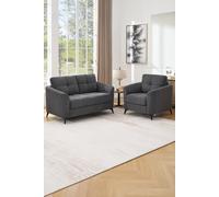 More4Homes Solna 1+2 Seater Scandi Style Fabric Living Room Sofa Set in Charcoal More4Homes Charcoal