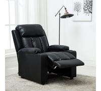 More4Homes Studio Leather Recliner W Drink Holders Armchair Sofa Chair Cinema Gaming Black